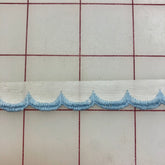 Non-Metallic Trim - Scalloped White with Blue Embroidered Edge 1/2-inch Close-Out